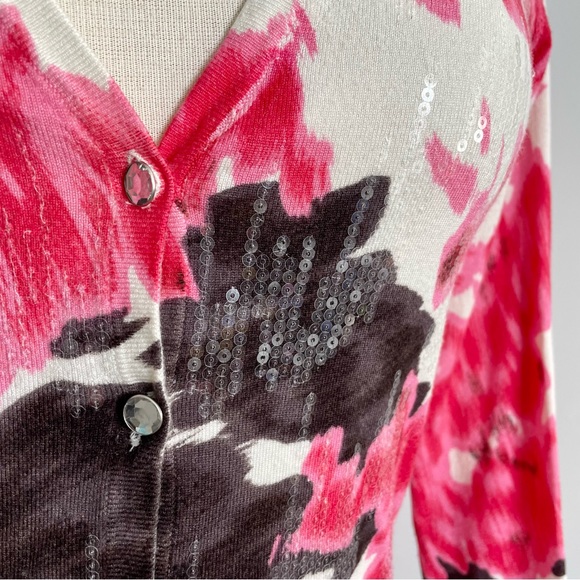 INC INTERNATIONAL CONCEPTS Floral Sequined Long Sleeve Cardigan Sweater - Picture 2 of 7